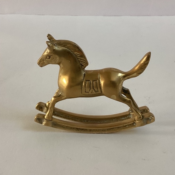 Lot Of 2 Vintage Solid Brass Rocking Horse Figurine Equestrian Home Decor MCM - Picture 5 of 10
